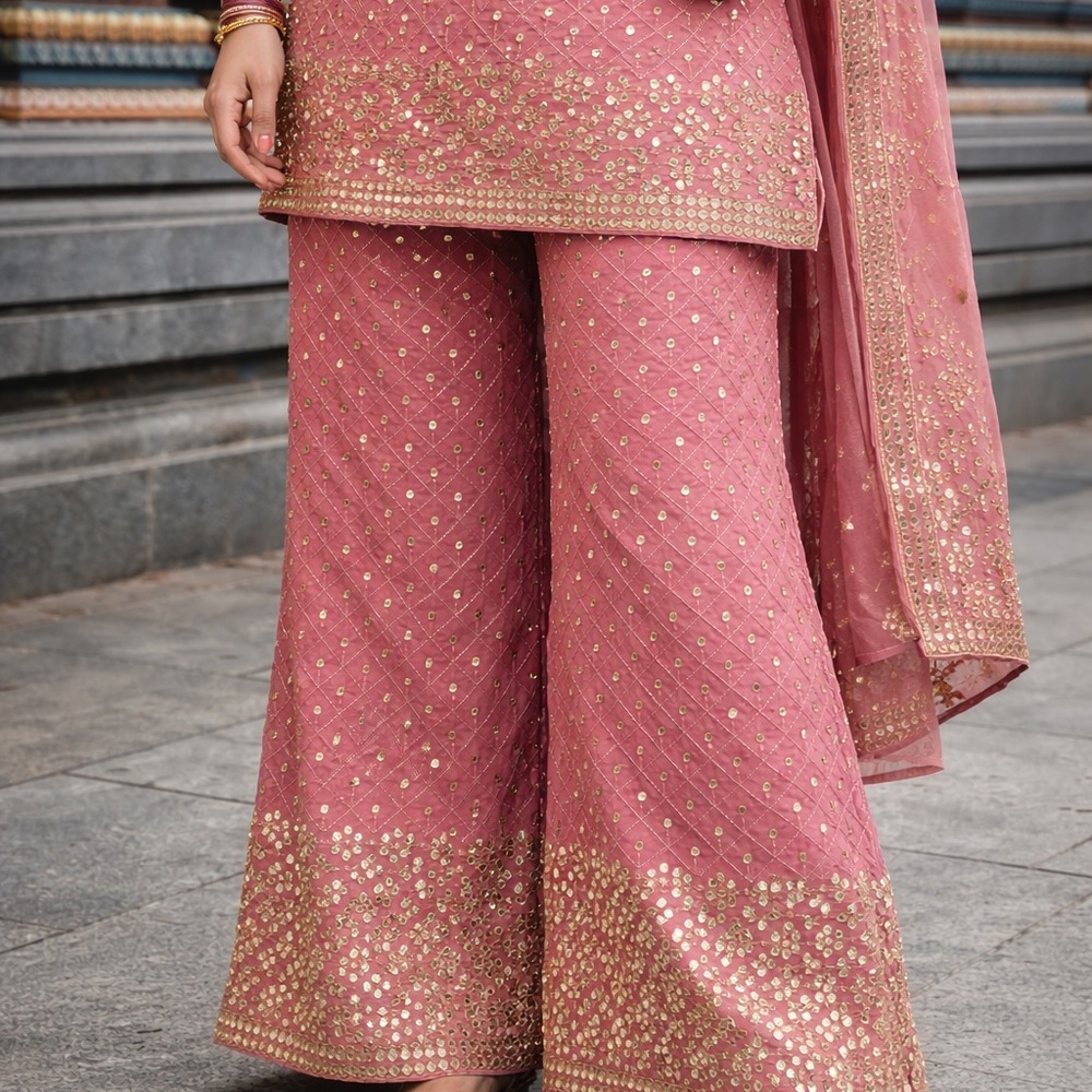 YNS Generic Pink and Gold Wide Leg Pants